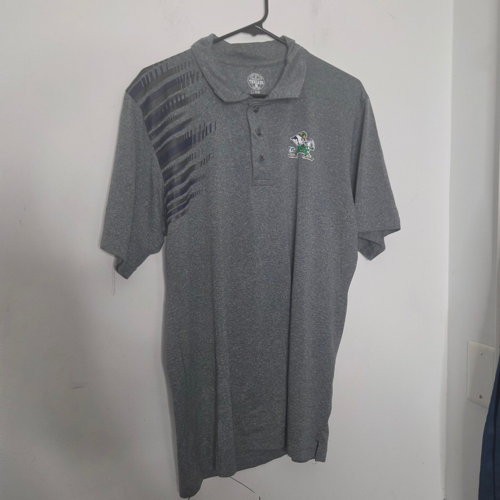 Rivalry Threads Notre Dame Fighting Irish Gray Polo Shirt Mens Large Graphic